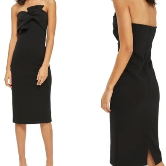 TOPSHOP black midi bow dress size 6 - Picture 1 of 3